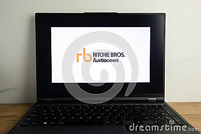 KONSKIE, POLAND - July 22, 2022: Ritchie Bros Auctioneers RBA industrial asset management company logo displayed on laptop Editorial Stock Photo