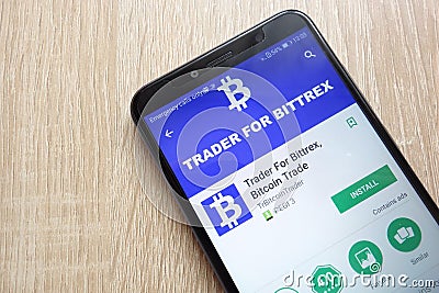 Trader For Bittrex, Bitcoin Trade app on Google Play Store website displayed on Huawei Y6 2018 smartphone Editorial Stock Photo