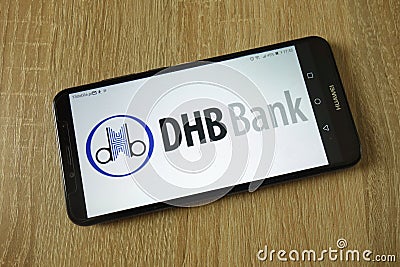 Demir-Halk Bank DHB logo displayed on smartphone Editorial Stock Photo