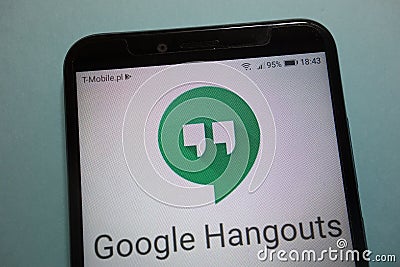 Google Hangouts logo on smartphone Editorial Stock Photo