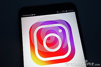 Instagram logo on smartphone Editorial Stock Photo