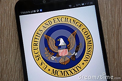 U.S. Securities and Exchange Commission logo displayed on a modern smartphone Editorial Stock Photo