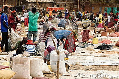 Local people on the market in the town of Konso, Ethiopia Editorial Stock Photo