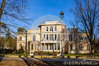 Konstancin-Jeziorna, Poland - Reconstructed historic Casino Palace Konstancin residence in Konstancin-Jeziorna Springs Park - Park Stock Photo