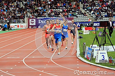 Konstantin Tolokonnikov from Russia winning 800 m. race Editorial Stock Photo