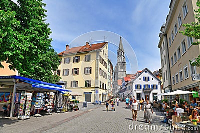 Konstanz, Germany - Town square called `St. Stephans Platz` in old historic city center of Konstanz Editorial Stock Photo