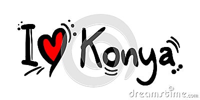 Konya, city of Turkey love message Vector Illustration