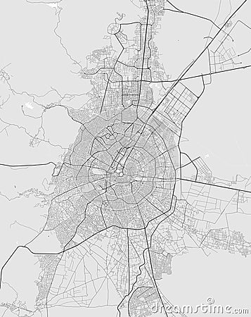 Konya map. Detailed map of Konya city administrative area. Cityscape panorama illustration. Road map with highways, streets, Vector Illustration