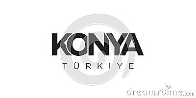 Konya in the Turkey emblem. The design features a geometric style, vector illustration with bold typography in a modern font. The Vector Illustration