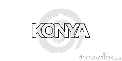 Konya in the Turkey emblem. The design features a geometric style, vector illustration with bold typography in a modern font. The Vector Illustration