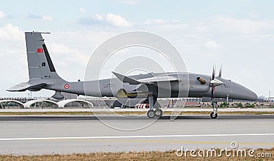 Bayraktar UCAV taxiing in Konya Airport during Anatolian Eagle Air Force Exercise Editorial Stock Photo