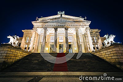 The Konzerthaus Berlin at night, at Gendarmenmarkt, in Berlin, G Stock Photo