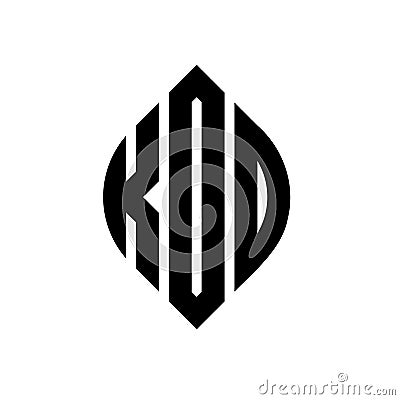 KOO circle letter logo design with circle and ellipse shape. KOO ellipse letters with typographic style. The three initials form a Vector Illustration
