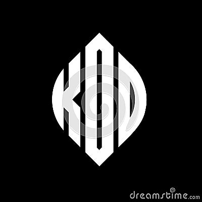 KOO circle letter logo design with circle and ellipse shape. KOO ellipse letters with typographic style. The three initials form a Vector Illustration