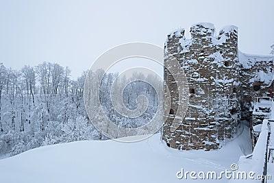 Koporye fortress in winter. monument of Russian medieval defensive architecture Stock Photo
