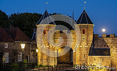 Koppelpoort with Full Moon Amersfoort Stock Photo