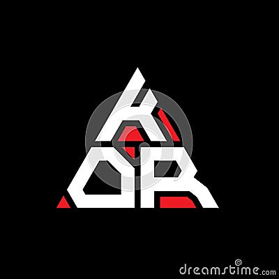 KOR triangle letter logo design with triangle shape. KOR triangle logo design monogram. KOR triangle vector logo template with red Vector Illustration