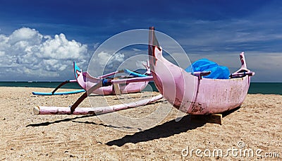 Kora Kora boats in Kuta beach Stock Photo