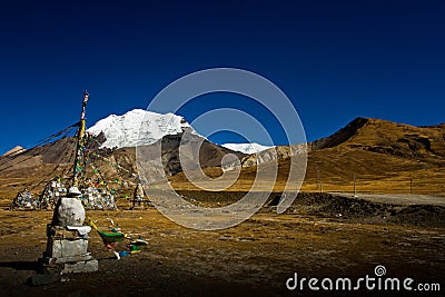 The Kora La Pass and its Glacier Tibet Editorial Stock Photo