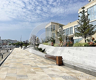 Vladivostok, Russia, September, 09, 2023. Korabelnaya embankment, Grand Hotel and SPA in Vladivostok Editorial Stock Photo
