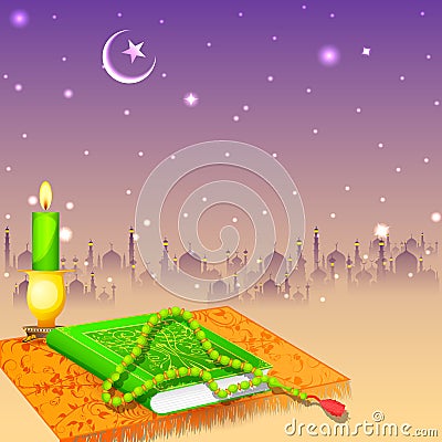 Koran in Happy Eid background Vector Illustration