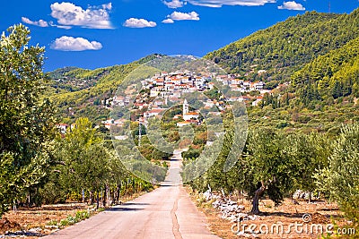 Korcula. Village of Cara in green island landscape view Stock Photo
