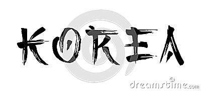 Korea black vector calligraphy text word lettering Vector Illustration