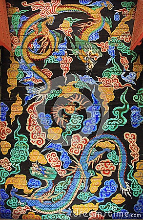 Korea Dragon Painting Stock Photo