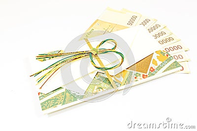 Korea money with Gift envelope on white background Stock Photo