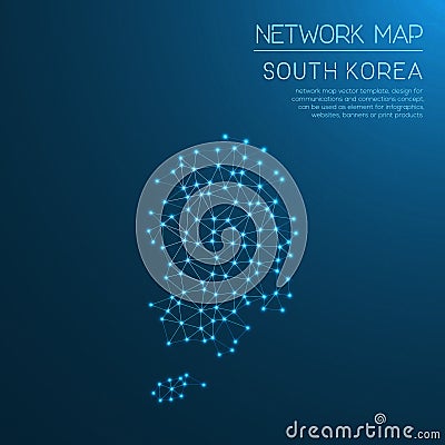 Korea, Republic of network map. Vector Illustration