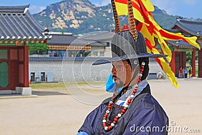 Korea Royal Guard at Gyeongbokgung Palace Editorial Stock Photo