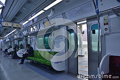 Korea metro train compartment Editorial Stock Photo