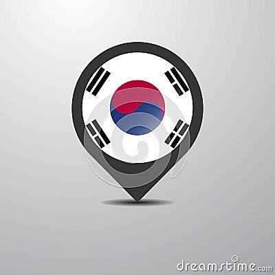 Korea South Map Pin Vector Illustration