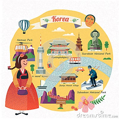 Korea travel illustration Vector Illustration