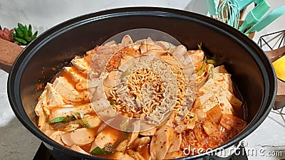 Korean Army Stew or Budae jjigae Stock Photo