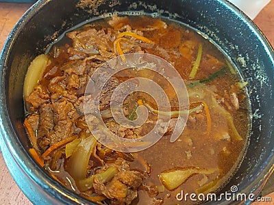 Korean Bulgogi Soup Stock Photo