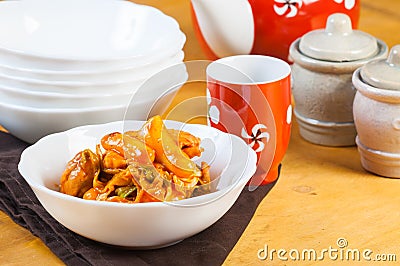 Korean chicken dakgalbi Stock Photo