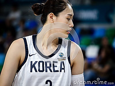 Korean female athlete, Leeseul Kang, during basketball match Editorial Stock Photo