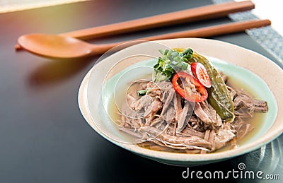 Korean food, Jangjorim, beef boiled down in soy sauce. Stock Photo