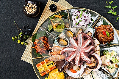 Korean food, Seafood dishes. Stock Photo
