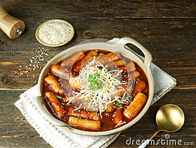 Korean foods, Tteok-bokki. Stock Photo
