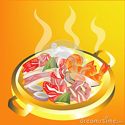 Korean grill Meat and vegetable. Stock Photo