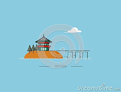 Korean Gyeongbokgung palace in Seoul vector illustration Vector Illustration