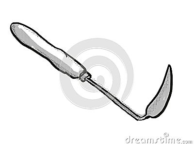 Korean hand hoe Garden Tool Cartoon Retro Drawing Stock Photo