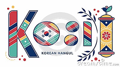 Korean Hangul alphabet design, cultural script and language illustration vector design Generative AI Vector Illustration