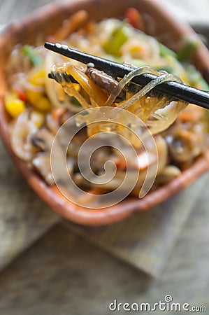 Korean Japchae Stir Fried Noodles Stock Photo