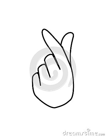 korean `Love` hand gesture. outline version. Vector Illustration. Vector Illustration