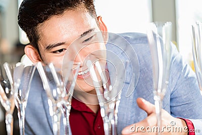 Korean man buying household items Stock Photo