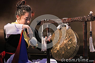 Korean musician. jing player. Editorial Stock Photo