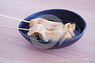 Korean odeng fish cake or Eomuk Guk is popular street foods style Stock Photo